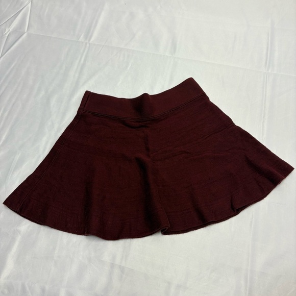 Talula by Aritzia Flare Skater Mini Skirt Maroon Red 100% Cotton Small Fall - Picture 5 of 9